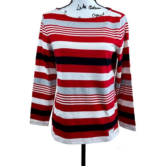 Talbots  Red long sleeve Tee  Aerial Stripe  knit top size Mp academia business - Picture 1 of 14